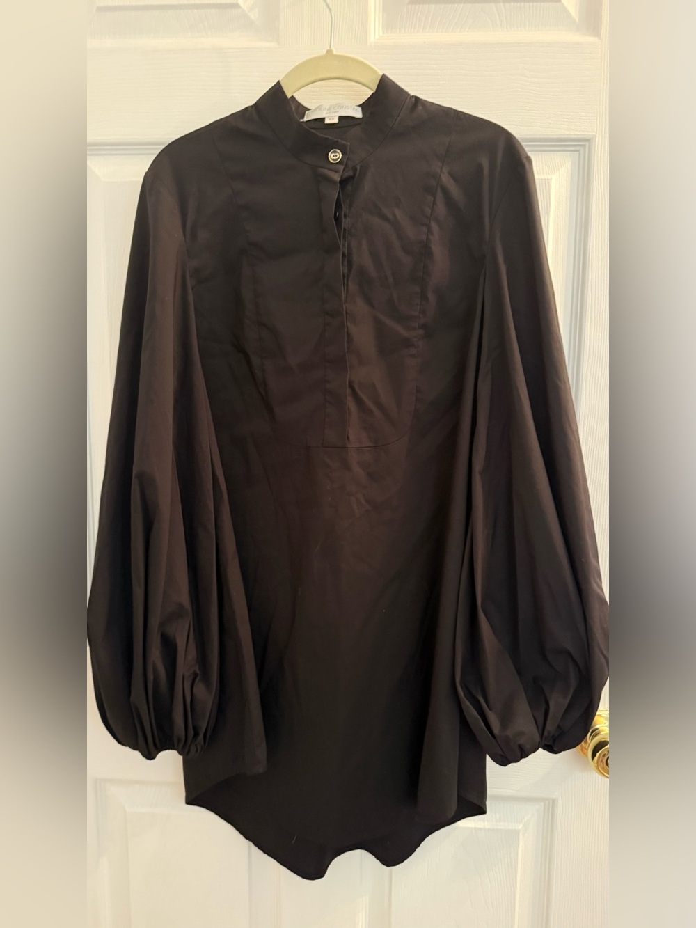 Black Balloon Sleeve Mini Dress